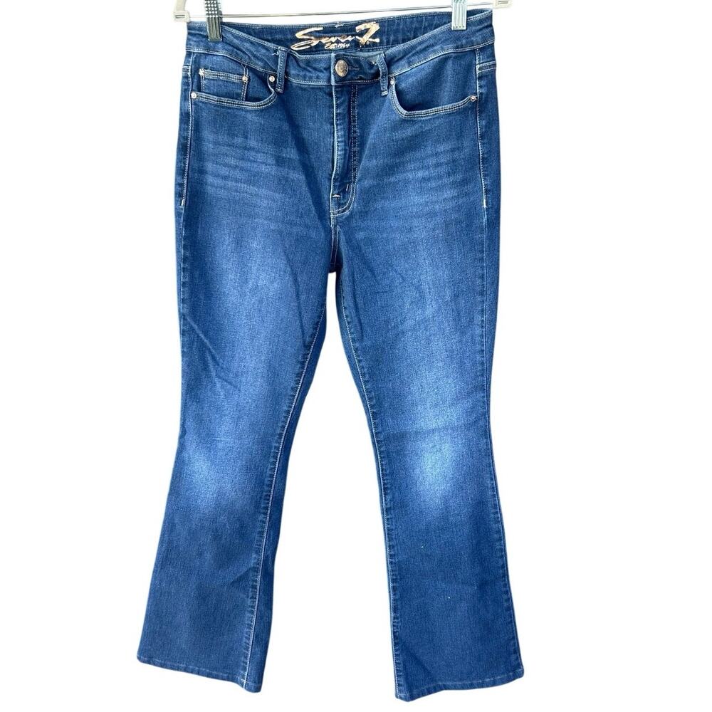Seven7 Slim Flare Jeans Womens 10 Dark Wash Stretch Denim Y2K Bootcut